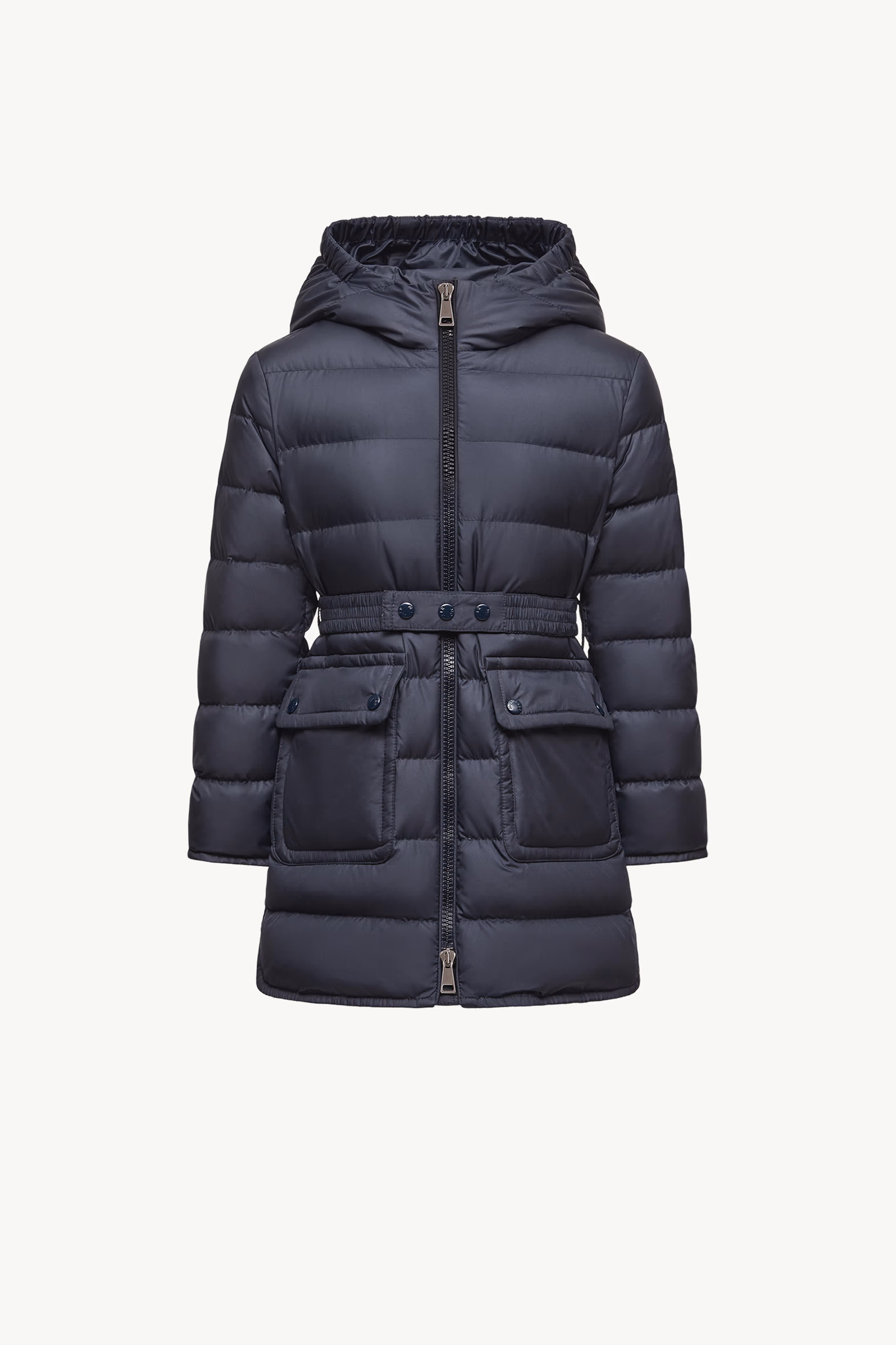 Pasenza Belted Hooded Down Jacket Girl Blue Moncler 0